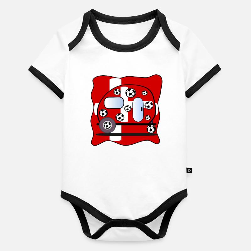 Fußball Camping Dänemark Baby Bio-Kurzarm-Kontrastbody