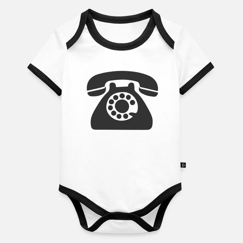 Conception de téléphone rotatif vintage Body Bébé bio contrasté manches courtes