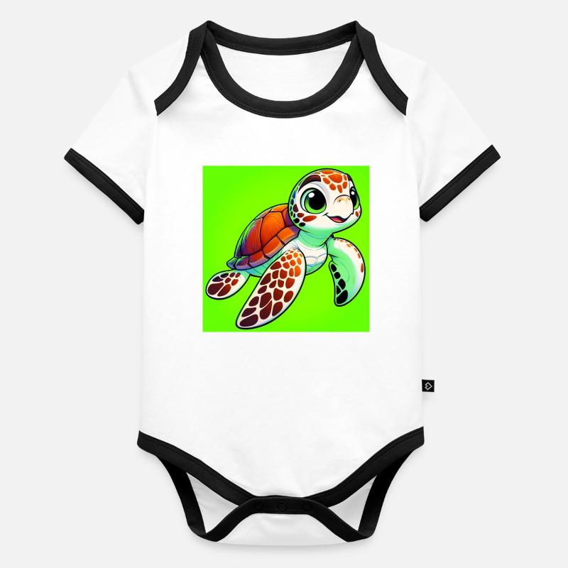 turtle Organic Baby Contrasting Bodysuit