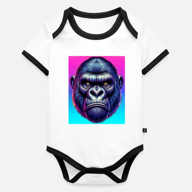gorille Body Bébé bio contrasté manches courtes
