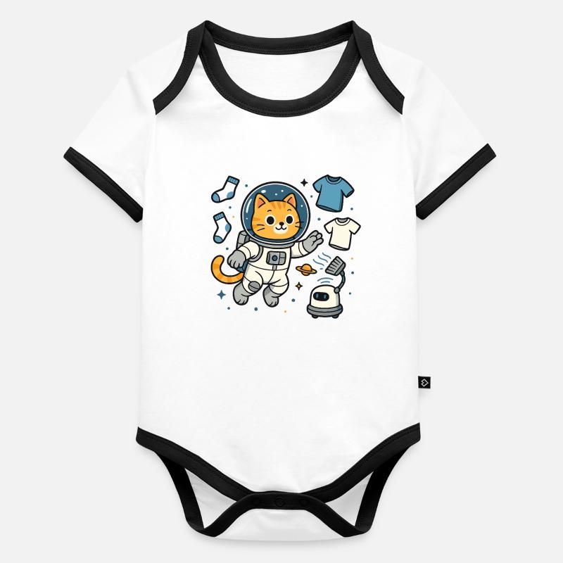 Space Cat Laundry – Kawaii Astronaut Shirt Baby Bio-Kurzarm-Kontrastbody