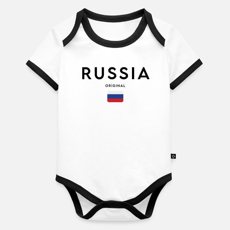 Russischer Stolz, minimalistisches, elegantes Design Baby Bio-Kurzarm-Kontrastbody