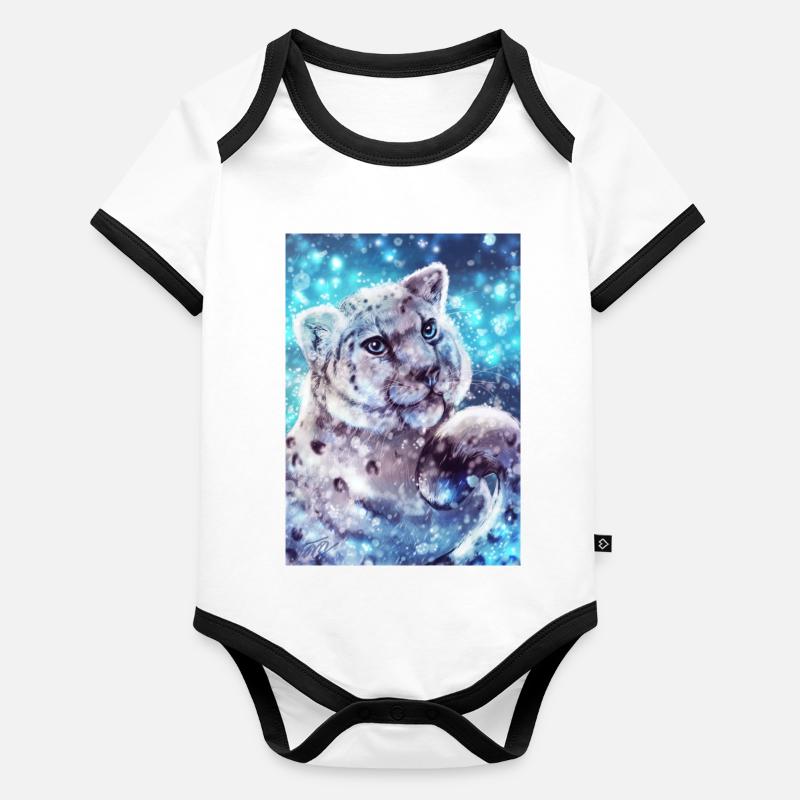 Snow Leopard Poster Organic Baby Contrasting Bodysuit