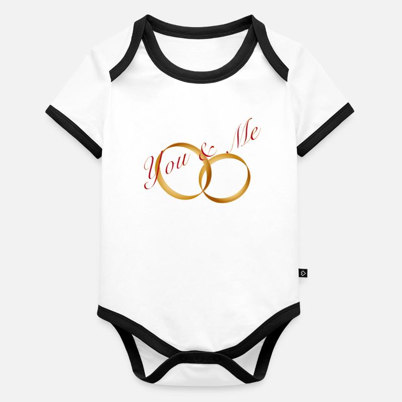 Bagues en or avec lettrage You & Me Body Bébé bio contrasté manches courtes
