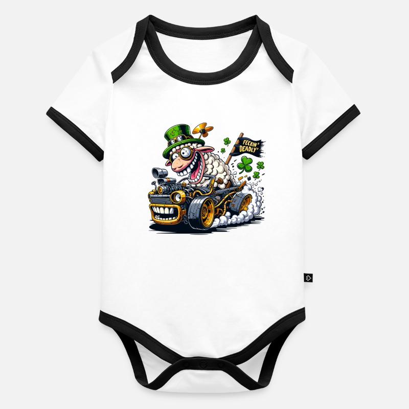 Leprechaun Schaf St. Patrick's Day Auto Baby Bio-Kurzarm-Kontrastbody
