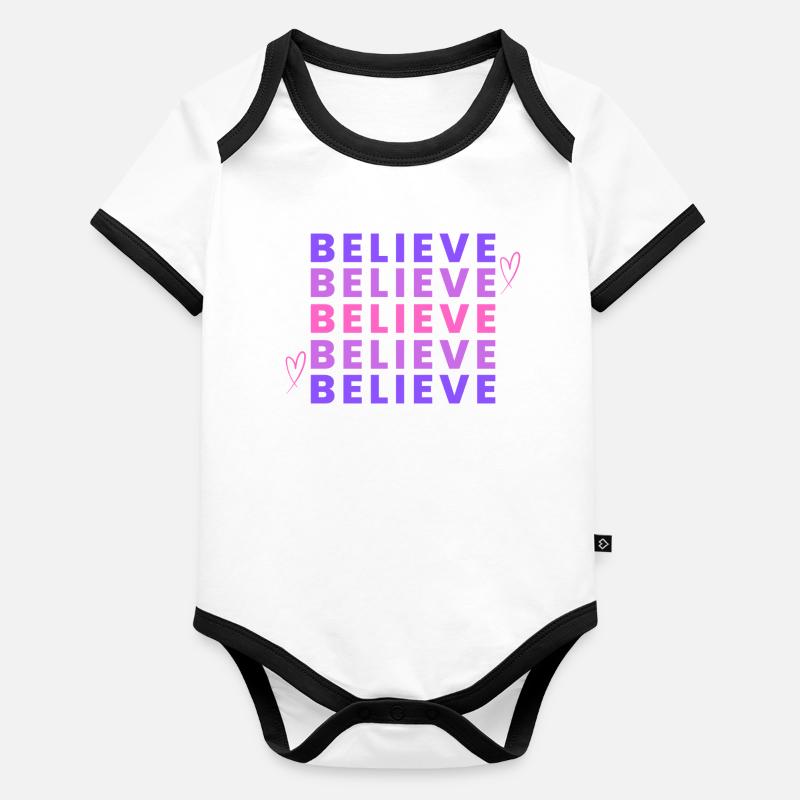 Inspirational Believe Gradient Typography Organic Baby Contrasting Bodysuit