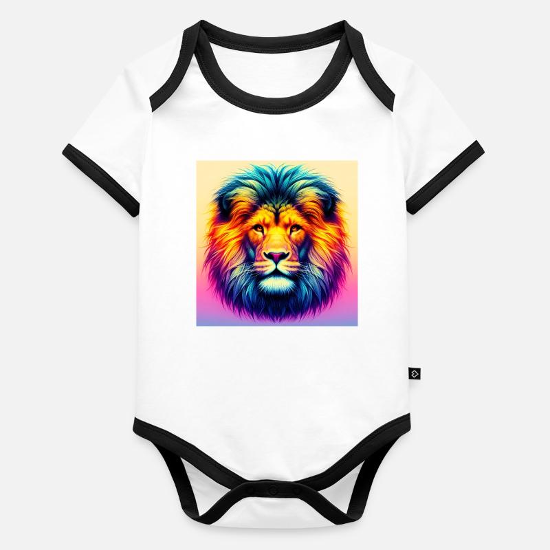 lion Body Bébé bio contrasté manches courtes
