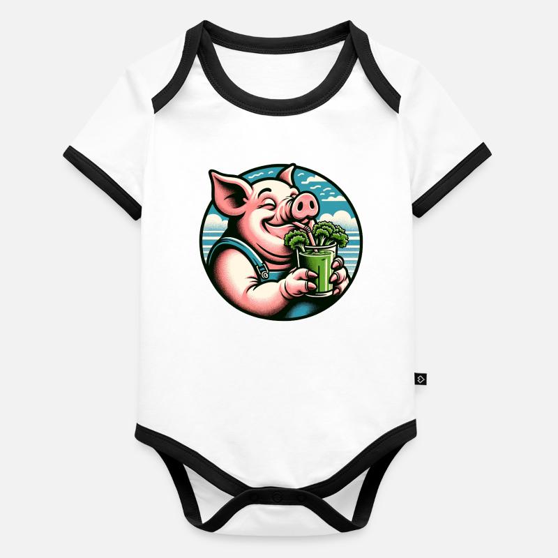 Piggy aime le jus vert Body Bébé bio contrasté manches courtes