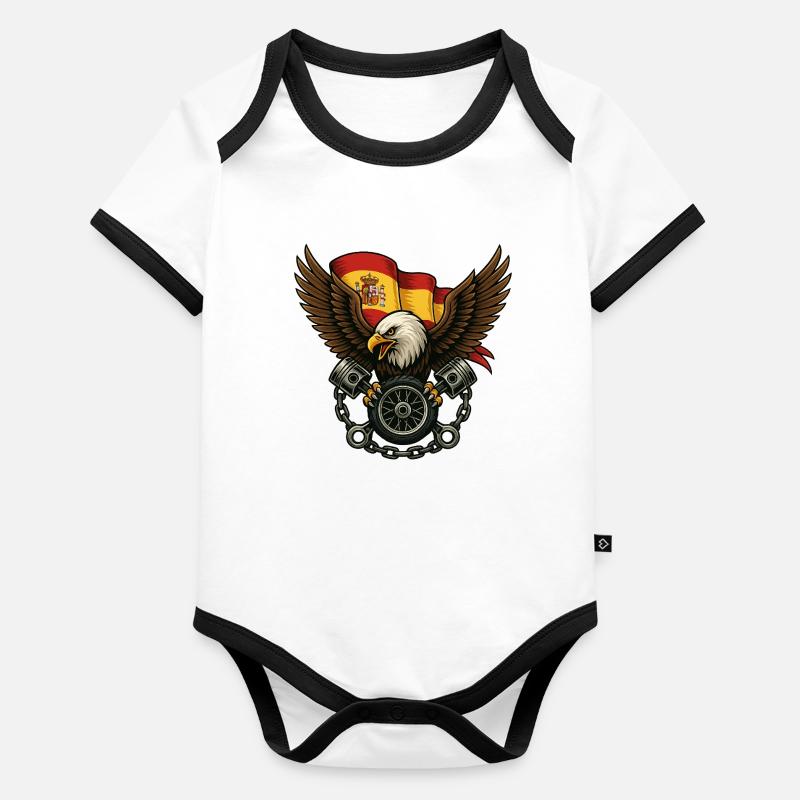Eagle and Spanish flag in bold tattoo Organic Baby Contrasting Bodysuit