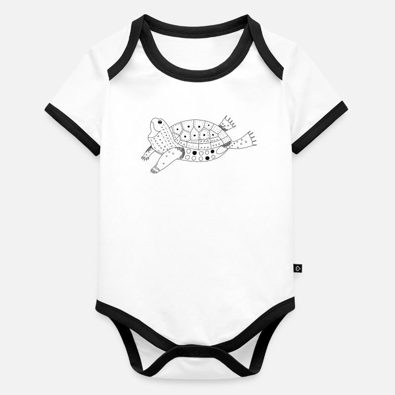 Elegant sea turtle illustration Organic Baby Contrasting Bodysuit