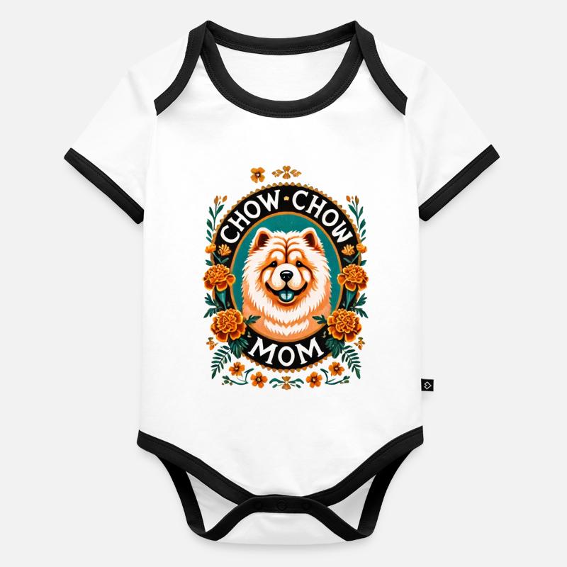 Chow Chow Mama Kreis Design Baby Bio-Kurzarm-Kontrastbody
