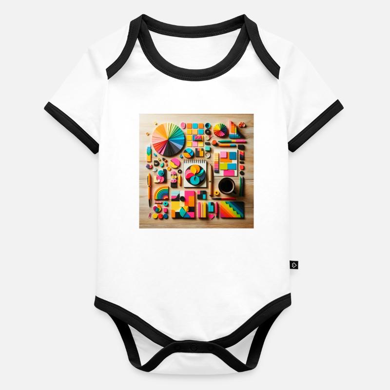 Abstract composition of coloured shapes Organic Baby Contrasting Bodysuit
