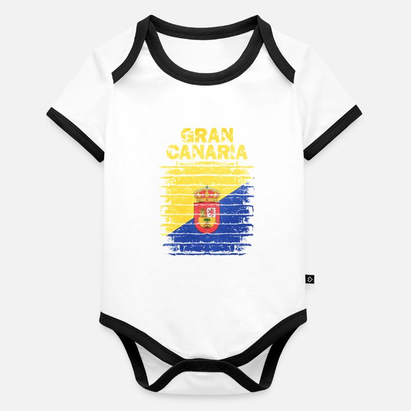 Guanche Flag Design auf Rustikaler Optik Baby Bio-Kurzarm-Kontrastbody