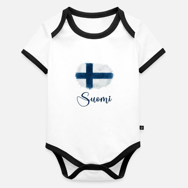 Drapeau de la Finlande Body Bébé bio contrasté manches courtes
