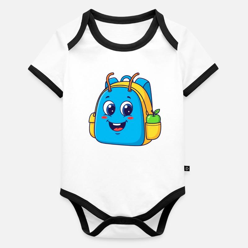 Sac à dos joyeux avec motif pomme Body Bébé bio contrasté manches courtes