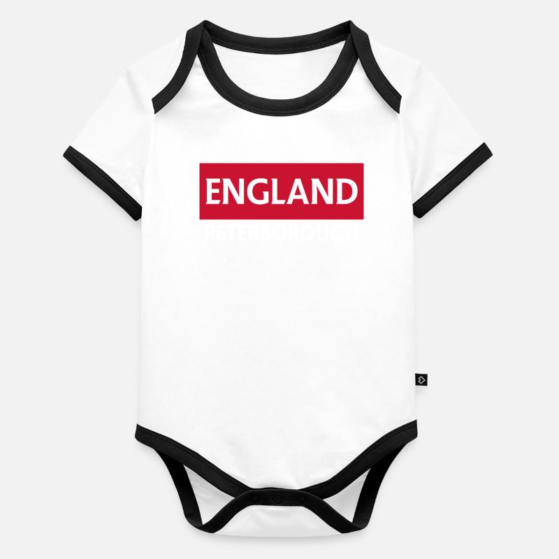 Conception du texte et du drapeau en anglais Body Bébé bio contrasté manches courtes