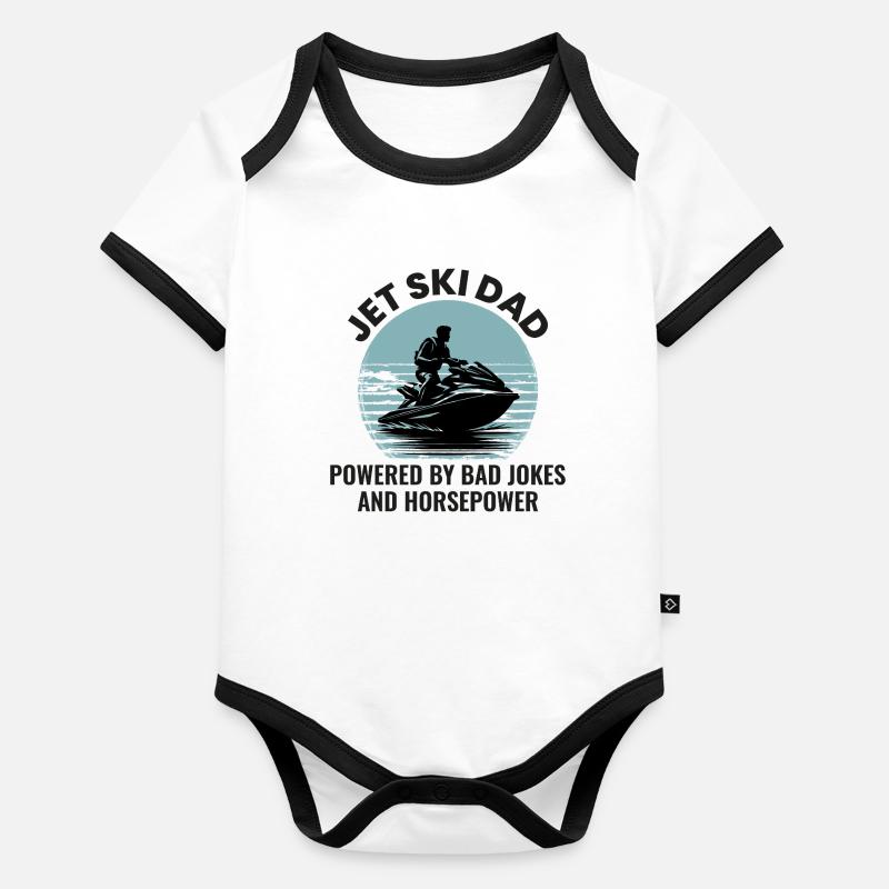 Drôle Jet Ski Papa Puissance Body Bébé bio contrasté manches courtes
