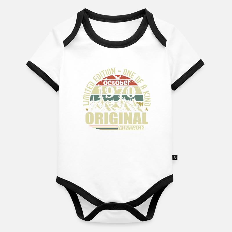 october 1970 - 55th birthday gift october Organic Baby Contrasting Bodysuit