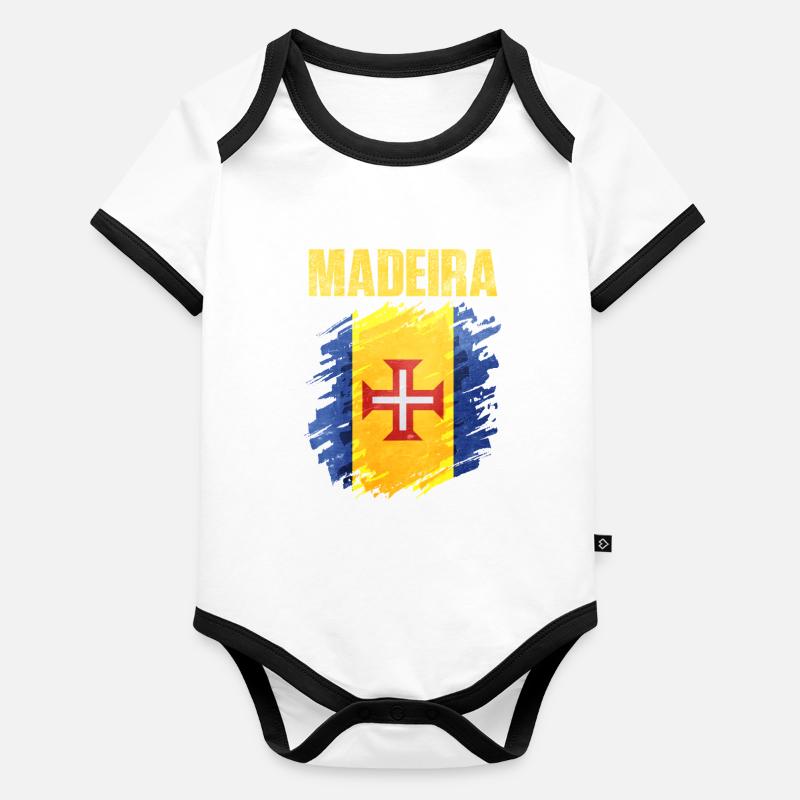 Conception artistique inspirée du drapeau de Madère Body Bébé bio contrasté manches courtes