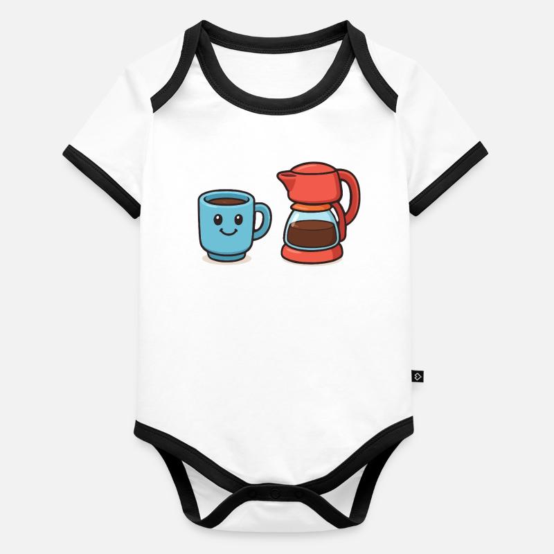 Coffee Cup Coffee Pot Organic Baby Contrasting Bodysuit