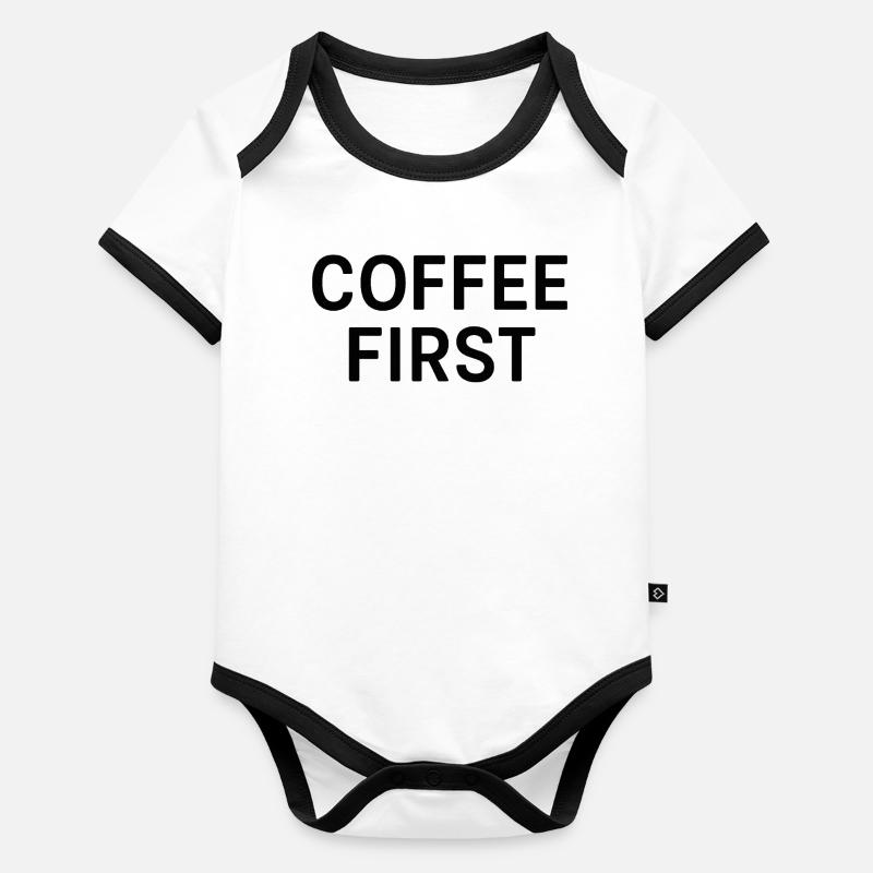 Imprimé motif Pause café Body Bébé bio contrasté manches courtes