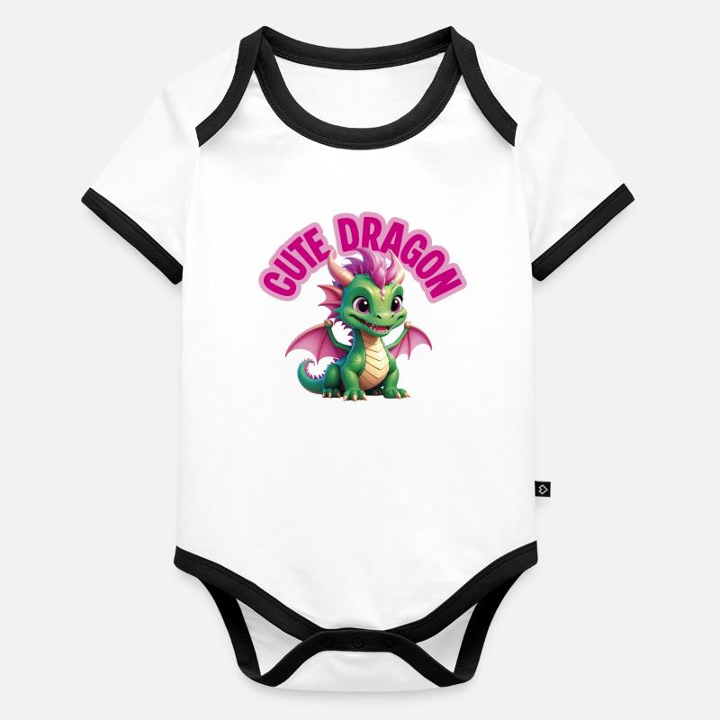 Cute Dragon Organic Baby Contrasting Bodysuit