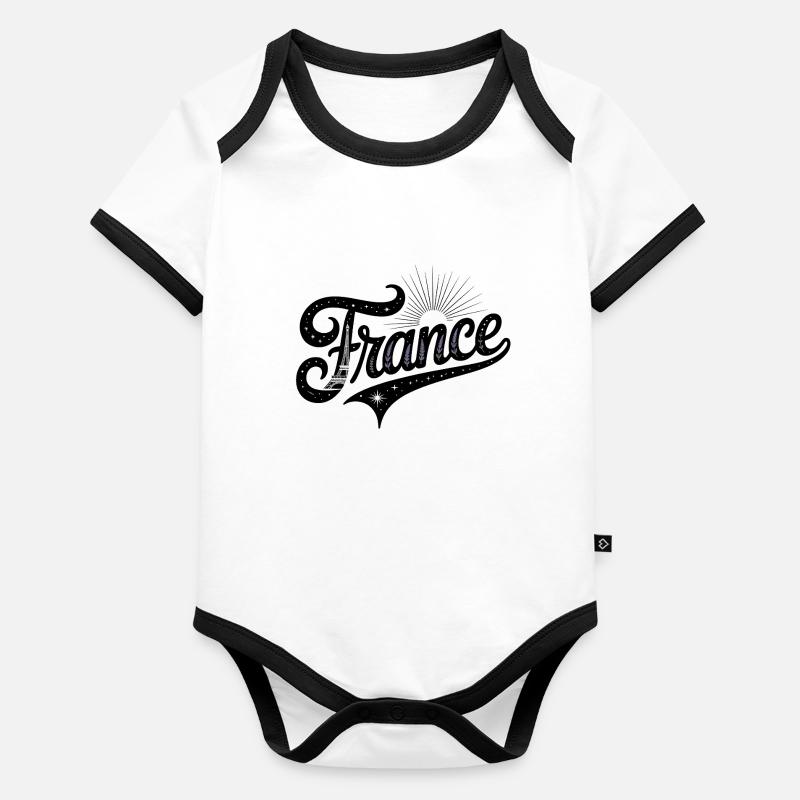 France - Souvenir Design Body Bébé bio contrasté manches courtes