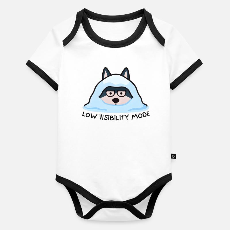 Stylische Husky in Schneedecke Baby Bio-Kurzarm-Kontrastbody