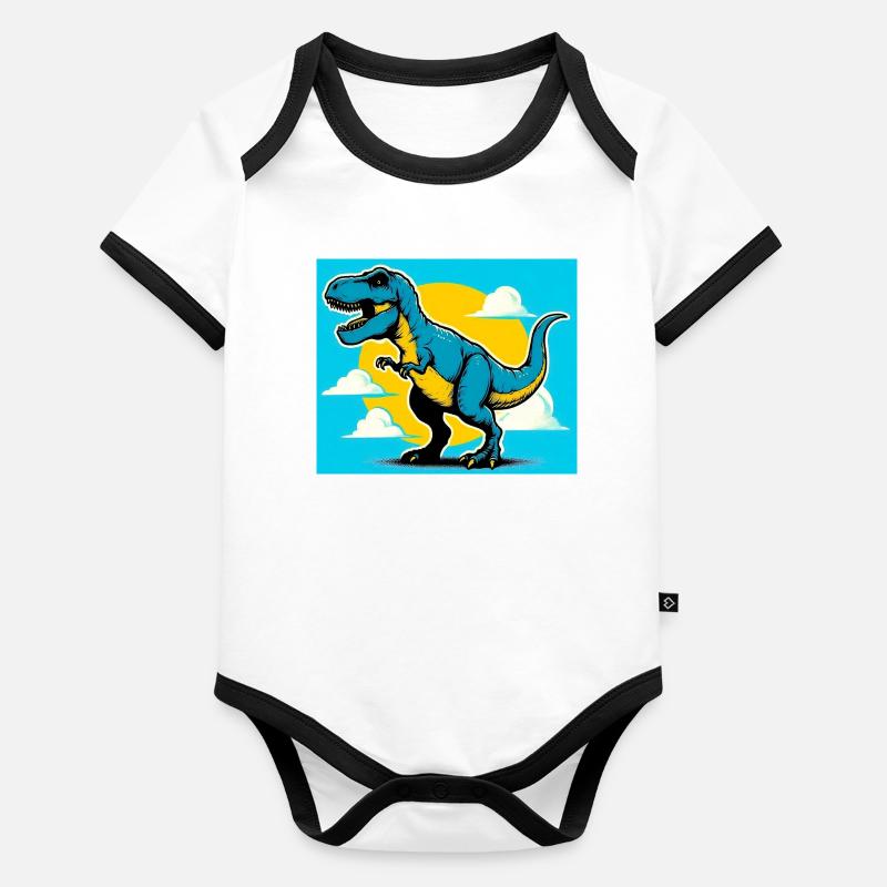 dinosaure Body Bébé bio contrasté manches courtes