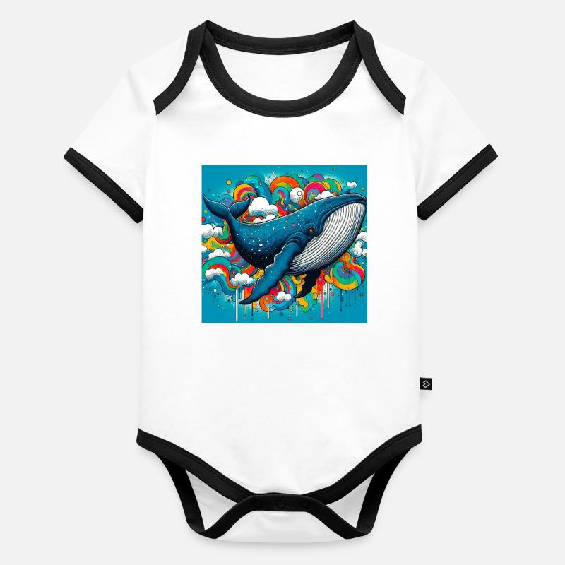 baleine Body Bébé bio contrasté manches courtes