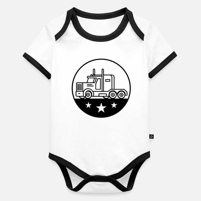 Logo du chauffeur de camion camionneur Body Bébé bio contrasté manches courtes