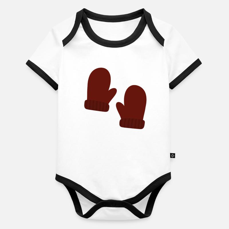 Cozy Winter Mittens Illustration Organic Baby Contrasting Bodysuit