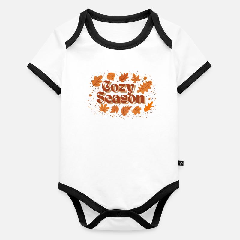 Automne Confortable Saison Motif Design Body Bébé bio contrasté manches courtes