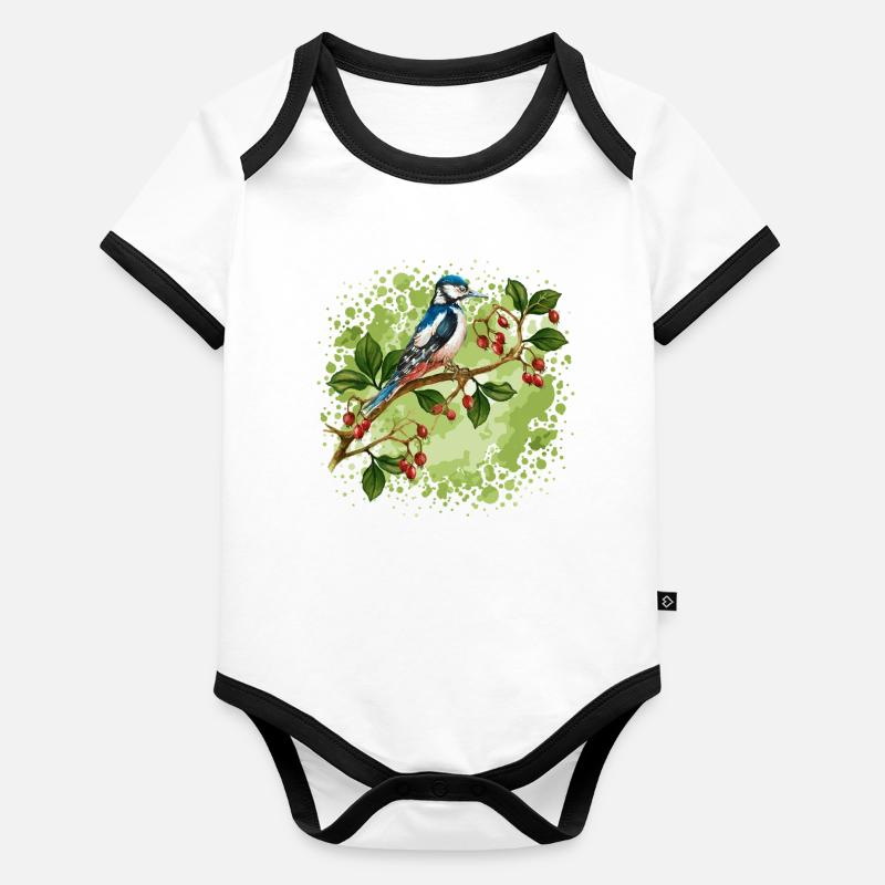 Oiseau coloré Body Bébé bio contrasté manches courtes