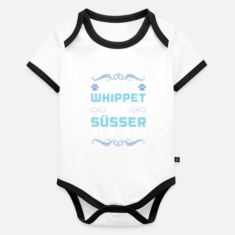Whippet Dog Saying Organic Baby Contrasting Bodysuit