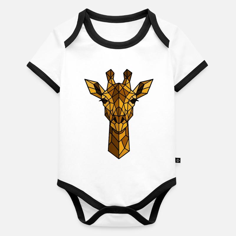 Geometric Giraffe Illustration Organic Baby Contrasting Bodysuit