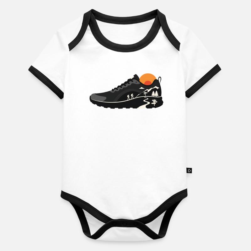 Mountain Trail Wanderschuh-Design Baby Bio-Kurzarm-Kontrastbody
