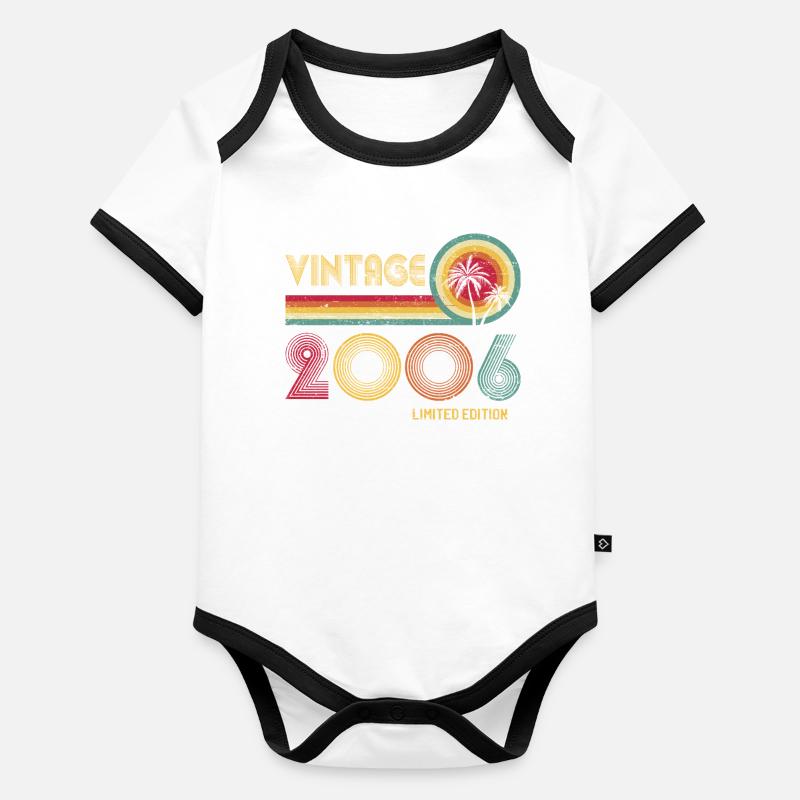 Vintage Retro Sunburst 2000 Limitierte Auflage Baby Bio-Kurzarm-Kontrastbody