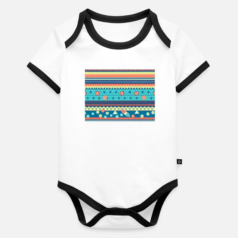 Colorful Boho Winter Pattern Organic Baby Contrasting Bodysuit