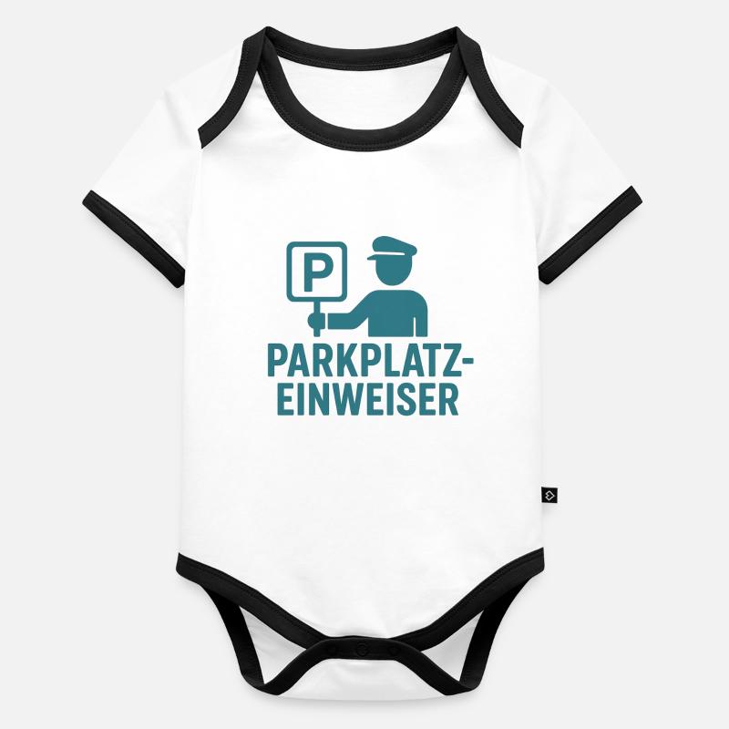 Parkplatzeinweiser Design Baby Bio-Kurzarm-Kontrastbody