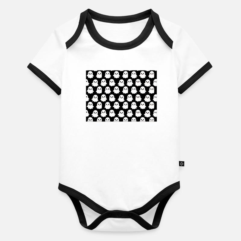 Cute Ghosts Pattern Organic Baby Contrasting Bodysuit