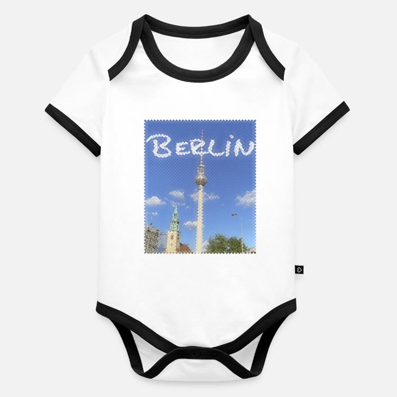 Design néon de la tour de télévision de Berlin Body Bébé bio contrasté manches courtes