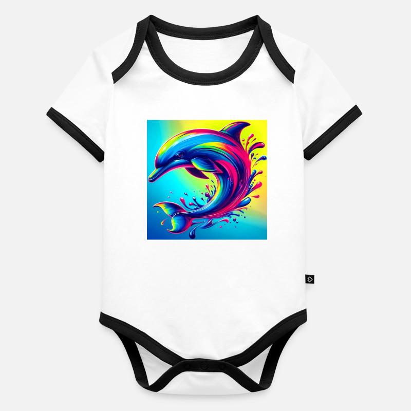 dauphin Body Bébé bio contrasté manches courtes