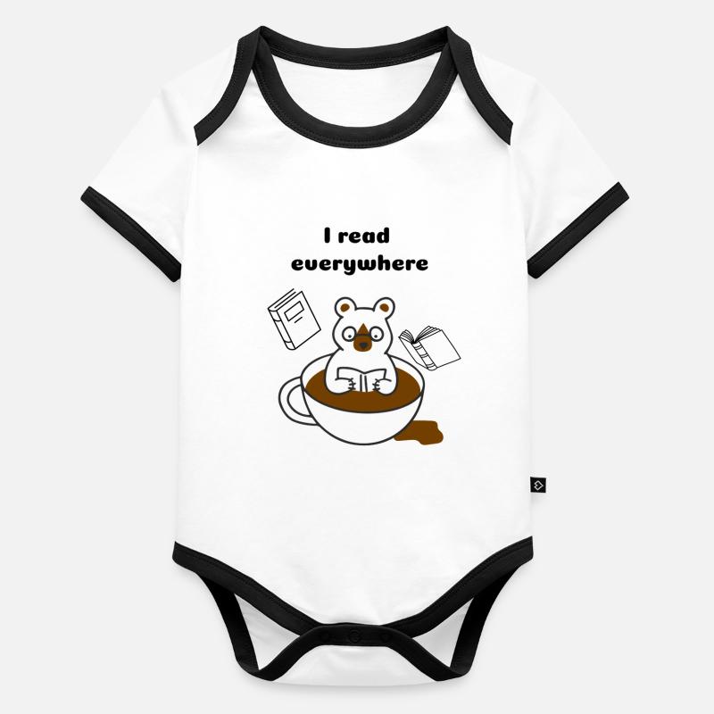 Je lis partout Body Bébé bio contrasté manches courtes