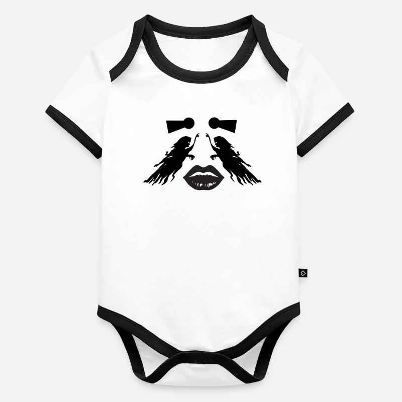 Kunst Gesicht Illusion – weibliche Abstraktion Baby Bio-Kurzarm-Kontrastbody
