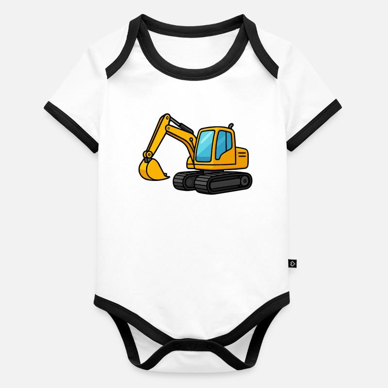 Illustration d'une excavatrice miniature Body Bébé bio contrasté manches courtes