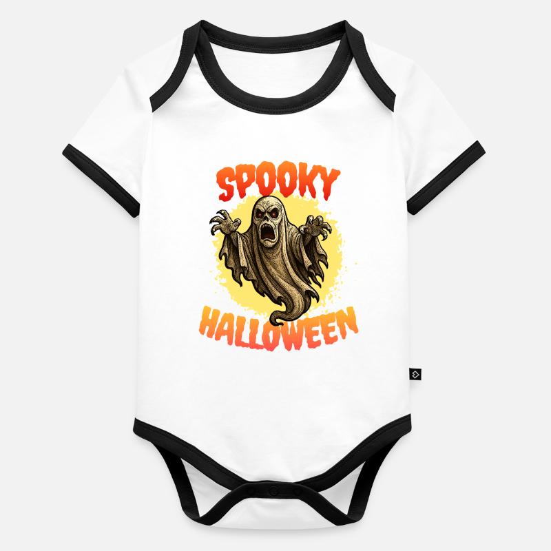 Halloween ghost scary ghost horror monster Organic Baby Contrasting Bodysuit