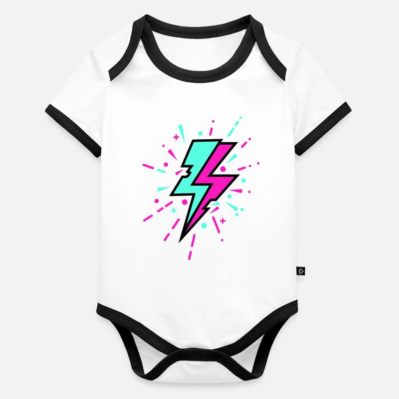 Retro Blitz bunten Stil Baby Bio-Kurzarm-Kontrastbody