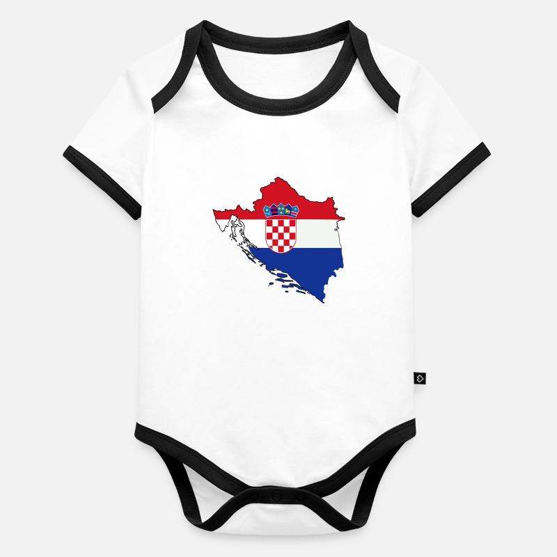 Contour du pays croate avec drapeau Body Bébé bio contrasté manches courtes
