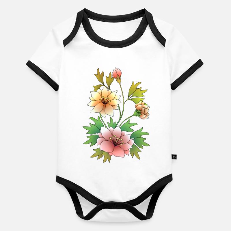Fleur Body Bébé bio contrasté manches courtes